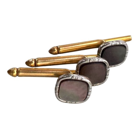 SINGLES (3) 5/16" Gray Squares MOP Vintage Formal Tuxedo Prom Shirt Stud Square - Picture 3 of 6